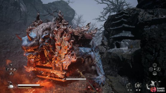 Keep to the right side to avoid most of the Bronze-Iron Cart&rsquo;s attacks.