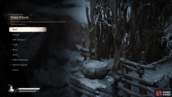 Start at the Mani Wheel Shrine