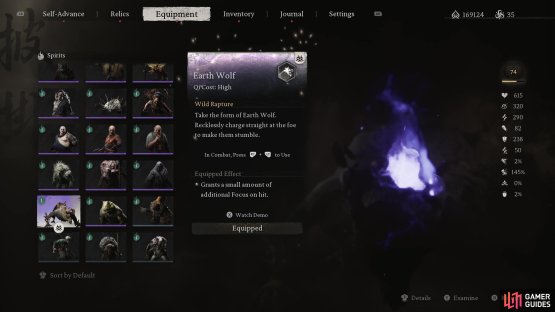 Equip the Earth Wolf Spirit