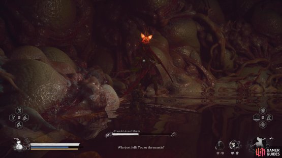 The Emeral-Armed Mantis can only be faced after getting the other Sun Wukong armor pieces.