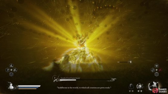 The Hundred Eyed Daoist will become buffed when the arena turns gold.