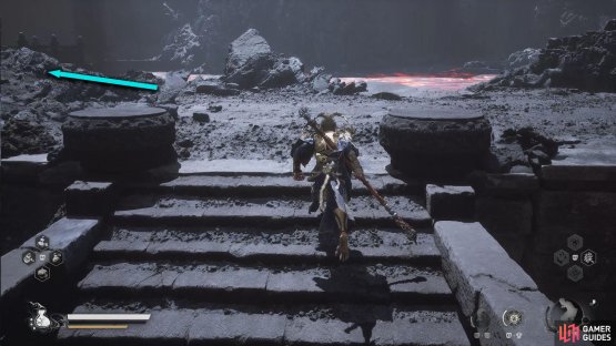 On the stone path, take the left path at the intersection.
