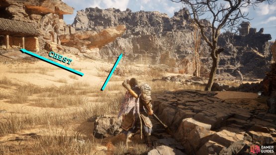 From the Shrine, get the treasure before following the path to the end.