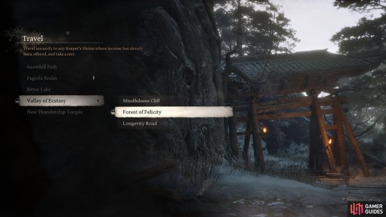 Make your way to the Forest of Felicity Shrine in Valley of Ecstasy.
