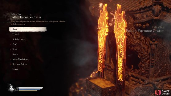 Start at the Fallen Furnace Crater Shrine