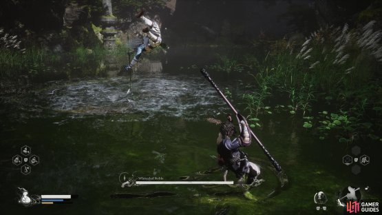 Get ready for a thrust following this part of the Spinning Spear Combo.
