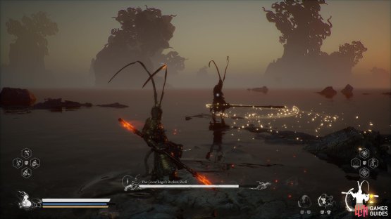 He will toss his Staff at mid-range.