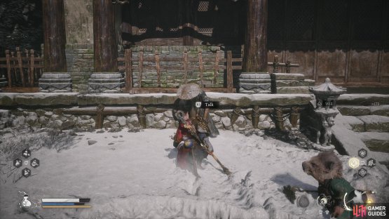 Speak to him multiple times to progress the quest.