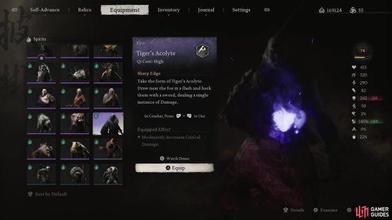 Equip the Tiger’s Acolyte Spirit