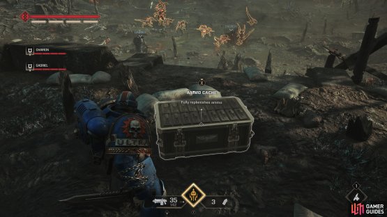 while Ammo Caches will fully replenish all your ammo and can be used an infinite number of times.