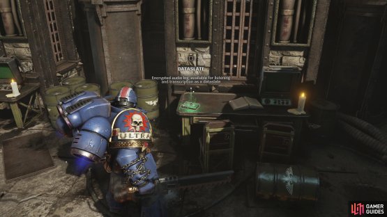 Above this weapon pod is a ledge, upon which you&rsquo;ll find this Dataslate.