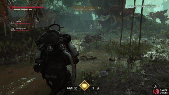 From the beginning of the level, head through the swamp until you see an overgrown bunker ahead.