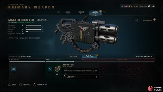 Leveling up a weapon variant will earn you a mastery point, which you can use to unlock new weapon perks.