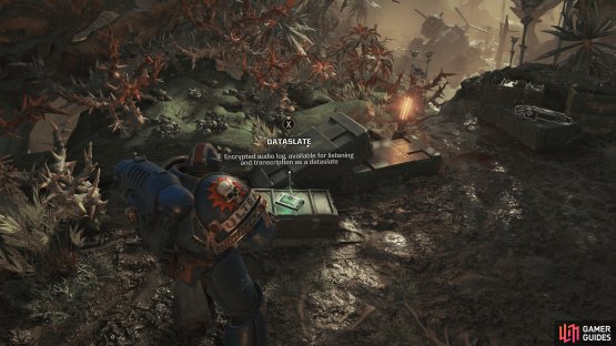 beyond which you&rsquo;ll find the Dataslate &ldquo;Stormtalon Crash, Kadaku&rdquo; on a crate.