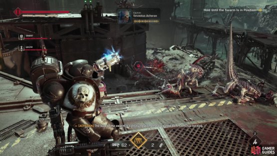 and prolonged fire can overheat the weapon - the tradeoff to not having to reload.