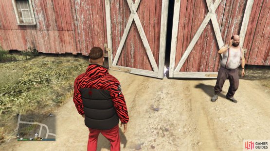 to find the action figure sitting in the barn door. 