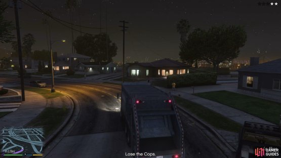 Quickly outrun the cops when you acquire the trash truck