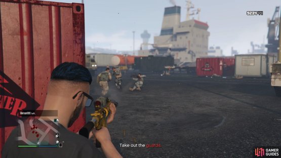 Head to the Merryweather Camp and take down the enemies