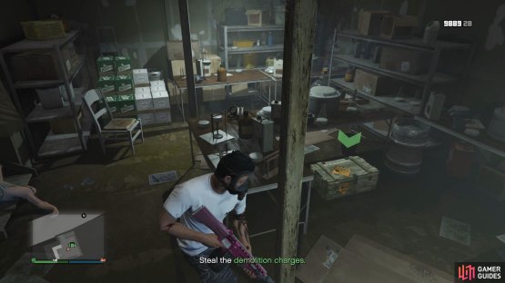 then pick up the demolition charges from the basement.