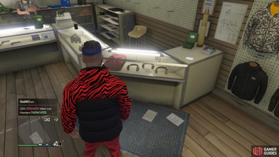 to find the Playing Card sitting on the gun shop counter.