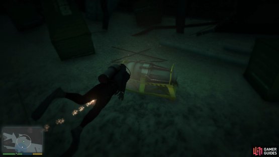 then swim to the bottom of the crash site to find the device. 