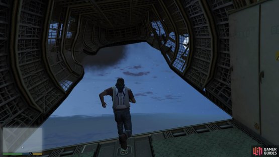Jump out of the rear of the plane and parachute to safety