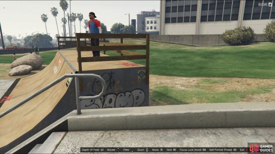 to find the monkey mosaic sitting on the side of a ramp.