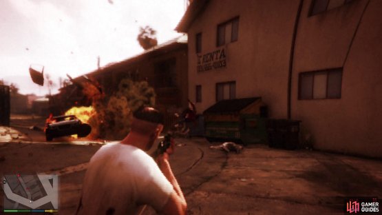 Take out the incoming cars with grenades 