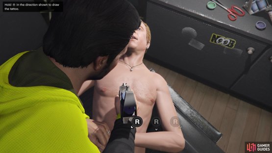Follow the instructions onscreen to give Lazlow a nice tattoo 