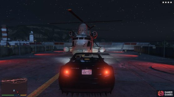 Use a fast car to quickly reach the Cargobob in the centre of the military base