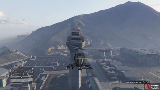to find the signal jammer on the front of the control tower.