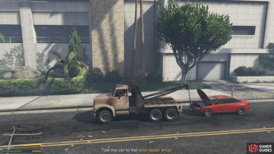 then pickup the car and take it to the repair shop. 