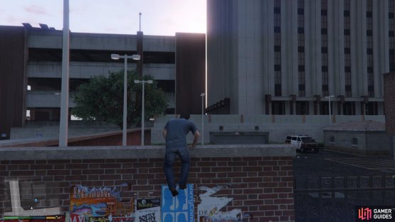 Climb into the Police Station to steal the van