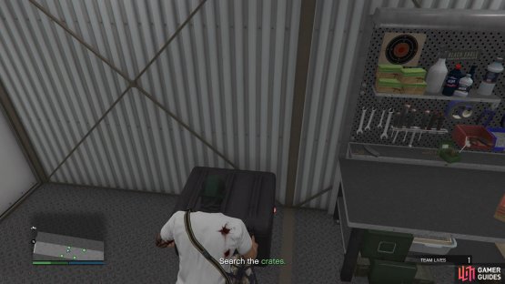 then enter and steal the plates from the crates.