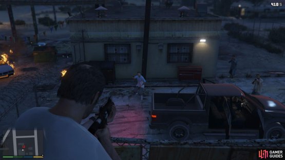 Use the fences as defence whilst you take down the enemies