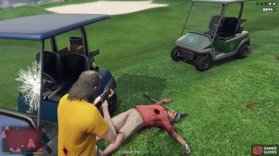then collect the golf club before escaping