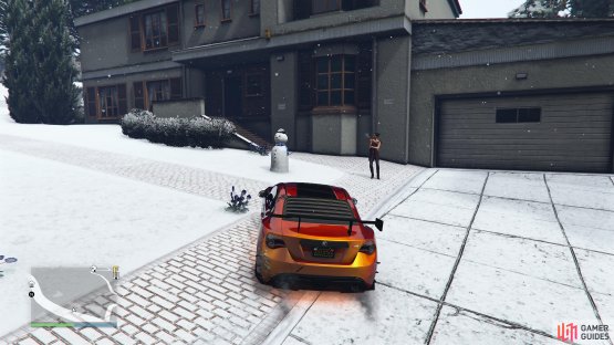 to find the Snowman standing in front of our house.
