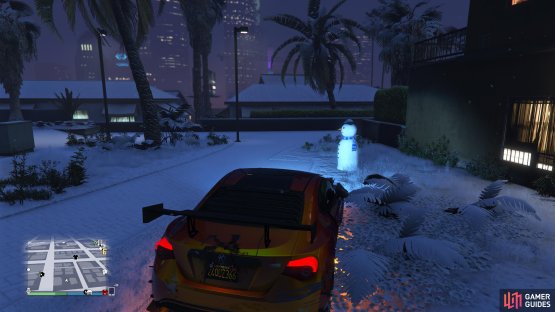 to find the Snowman standing in a walkway.