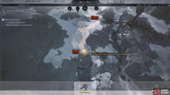 Start the path on the left side of the Dreadnought and end it in the south.