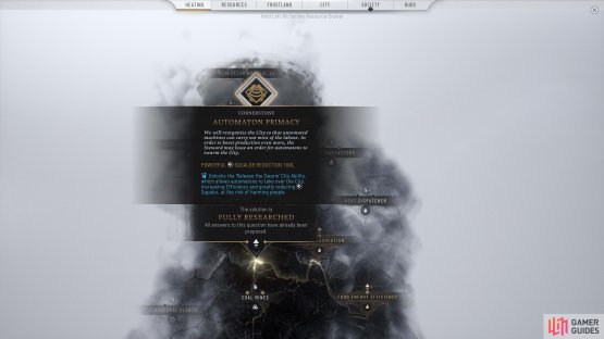 Fully embracing Progress will unlock the powerful Squalor cleansing Automation Primacy ability.