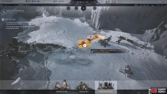 Now, select the Districts tool and place an Extraction District starting on the resource.