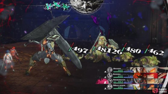 Group-wide physical skills are useful against enemies such as Goborns.