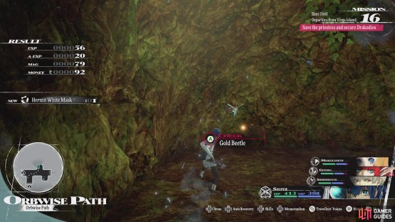 The 29th Gold Beetle can be found by heading up the slope to the far northwest of the Orbwise Path.