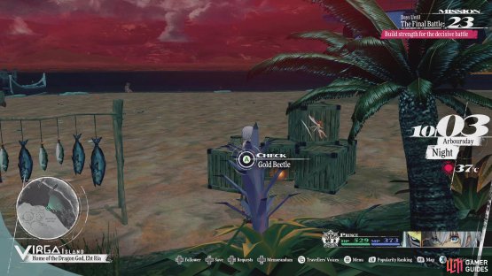 The 47th Gold Beetle can be found back on the Virga Islands, behind some crates near the Gauntlet Runner.