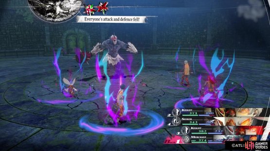 War Cry will  lower your party&rsquo;s attack and defence for three turns.