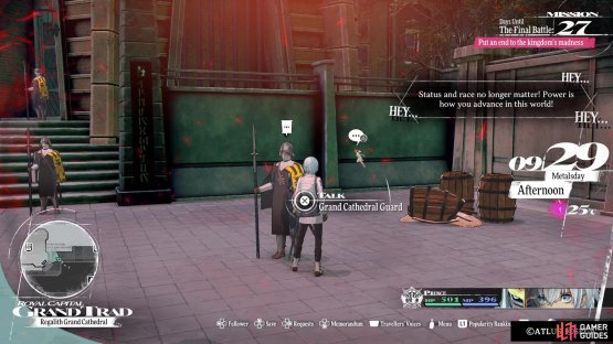 Speak to this guard by the recruitment center in Grand Trad after getting the quest.