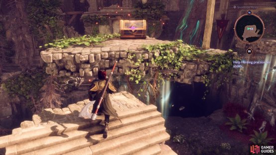 Use Harding or Rook’s Stone Sense ability to reach the chest at the top of the central platform.