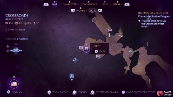 The location of the second chest on the Crossroads map.