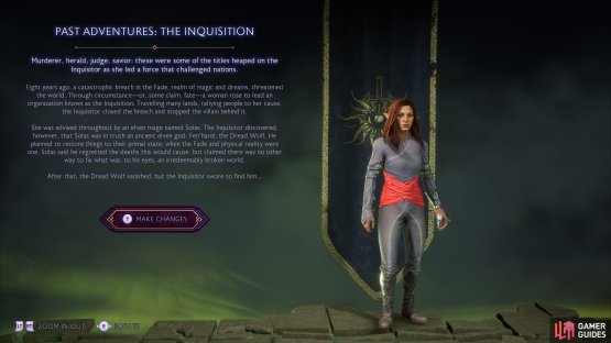 Select this option to make a few choices about how things played out in Dragon Age: Inquisition.