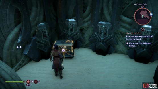 Knock out some more crystals and defeat some Frenzied Undead, then loot a chest in one of the cells.